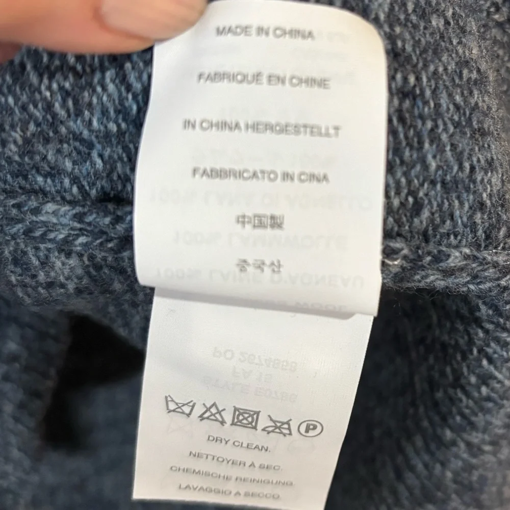J. Crew Men’s 100%‎ LambsWool Knit Blue Ivory Crew Neck Long Sleeve Sweater Sz L